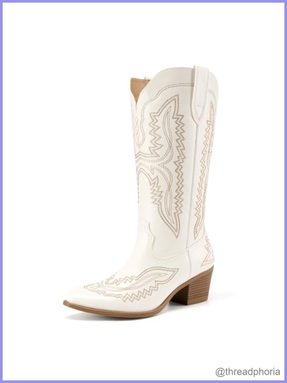 Women's Square Toe Embroidery Western Mid Calf Boots Side Zipper